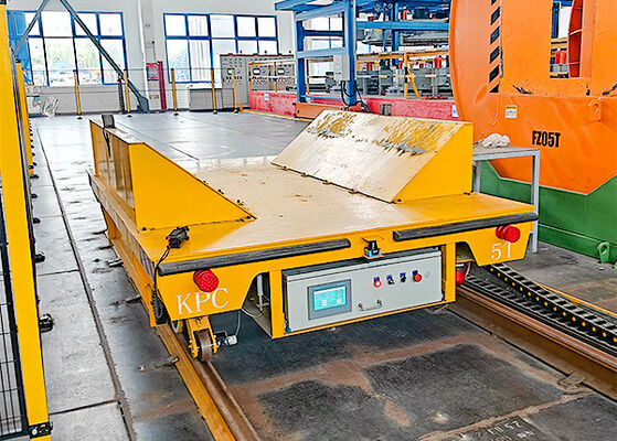 Carrinho de transferência ferroviária com capacidade de carga de 5T com dispositivo em forma de V e fonte de alimentação operada por bateria