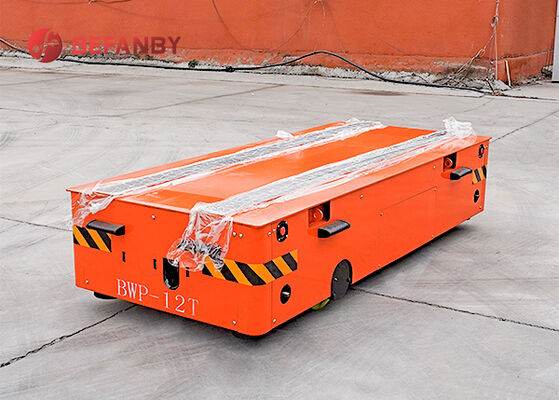 Carrinho de transferência sem trilhos de 12 toneladas a bateria com controle remoto sem fio para manuseio de materiais industriais