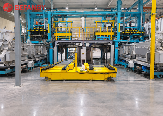 70T Capacidade de carga Carrinho de transferência operado por bateria com sistema de transportador de rolos para transporte de fábrica